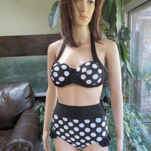 Cute Minnie Mouse Style Polka Dot Bikini Swimsuit
